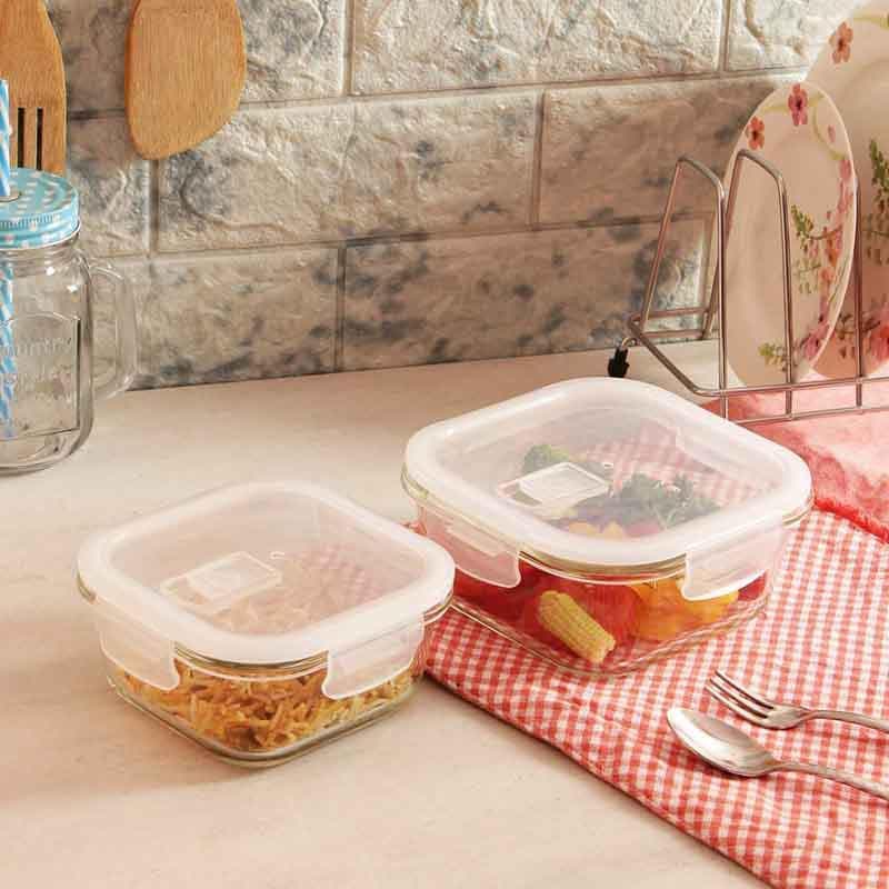 

Square Foodie Lunch Box (180/300/500/800/1200 ML) - Set of Five, Transparent