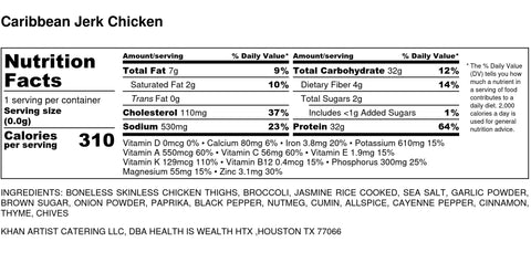 Jerk Chicken Nutritional facts