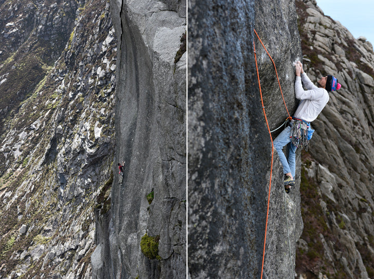 left: James McHaffie on the granite sweep of The Great Escape's middle pitch. right: Ryan Pasquill figuring out the sting in the tail pitch. © Ray Wood