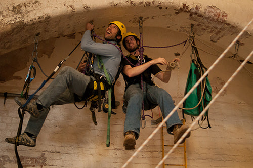 Aid climbing during rope access training