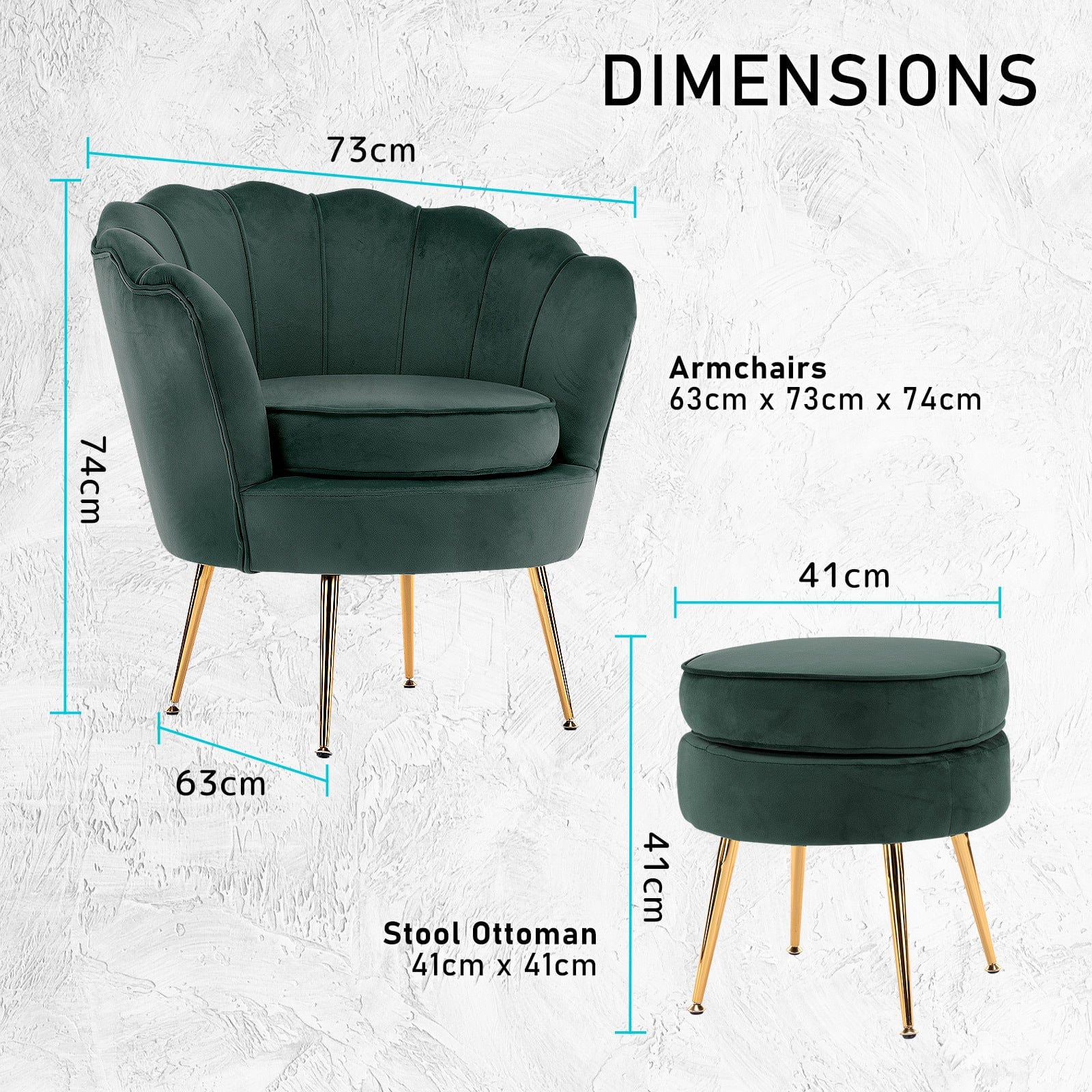 green armchair with ottoman