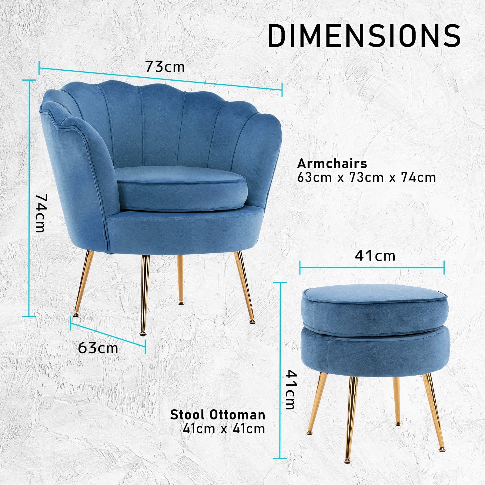 teal armchair with footstool