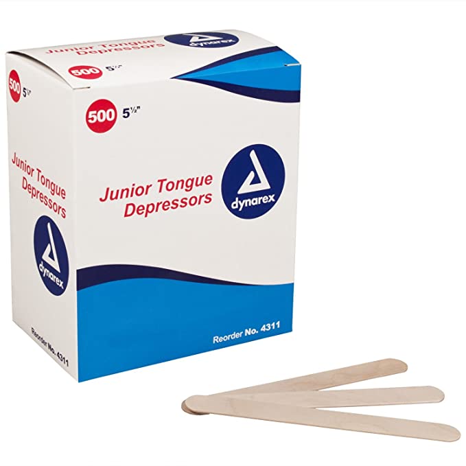 Dynarex Tongue Depressors, Individually Wrapped & Sterile, Senior Size  Wooden Tongue Depressors, Use for Crafts, Waxing or Spreading Ointments