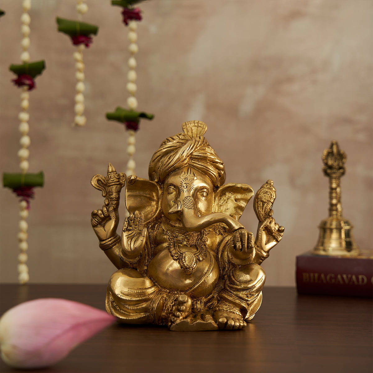 Brass Lord Pagdi Ganesha Statue/Idol For Home Temple & Office ...