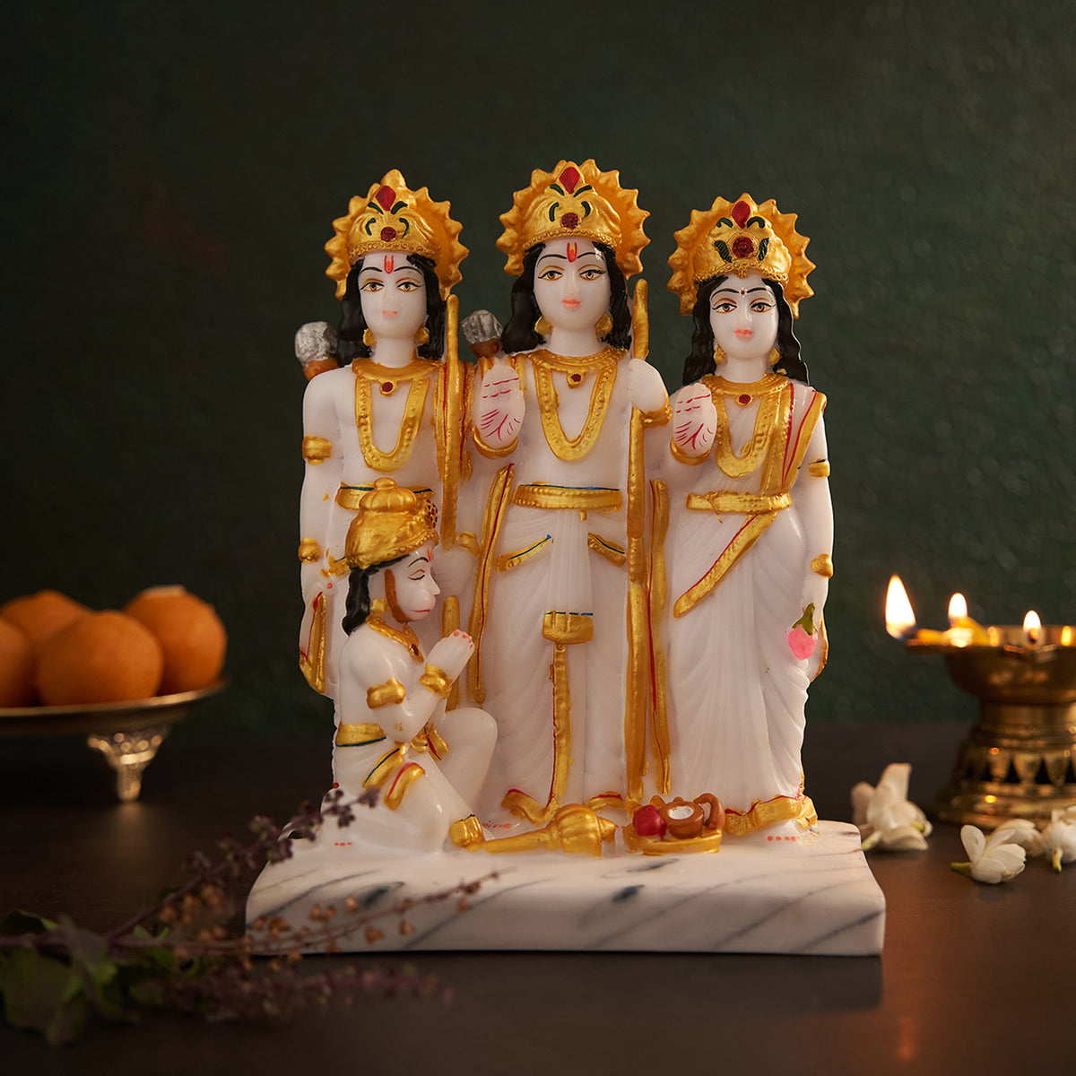 Ram Darbar/Parivar Idol/Statue In Marble Handpainted – DecorTwist