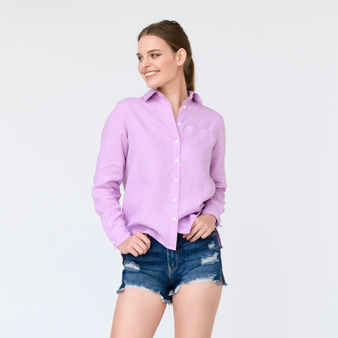 Violet linen shirt for women