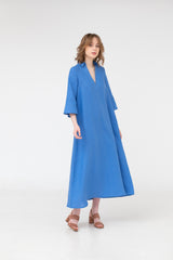 Long Linen Midi Shirt Dress