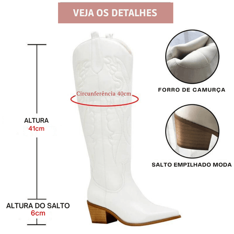 Bota-Feminina-Texana-Modelo-Coutry-Informações