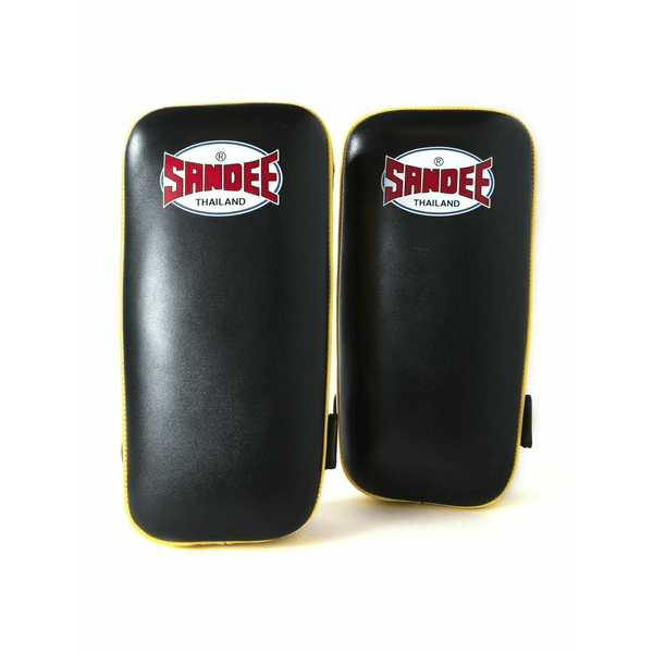 Sandee Large Extra Thick Black & Yellow Flat Thai Kick Pads 3