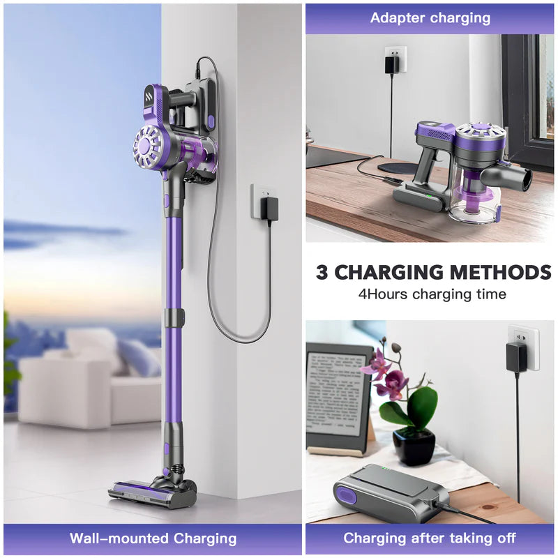 Teendow V07 Cordless Vacuum Cleaner, 12KPa Strong Suction, 30min Runtime, 2200mAh Battery, 0.9L Dust Cup, 5-Stage Filtration, Wall-Mounted, Ideal for Hard Floors & Carpets - Image 5