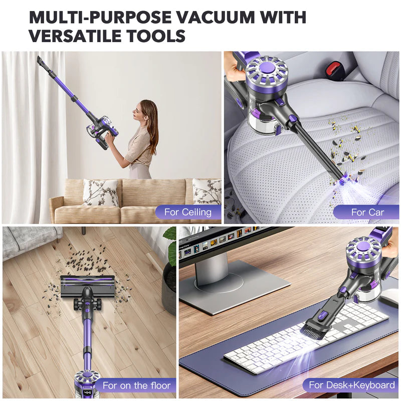 Teendow V07 Cordless Vacuum Cleaner, 12KPa Strong Suction, 30min Runtime, 2200mAh Battery, 0.9L Dust Cup, 5-Stage Filtration, Wall-Mounted, Ideal for Hard Floors & Carpets - Image 6