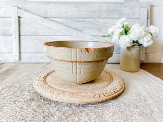 Bohemian Crock Mixing Bowl With Wire Wood Handle