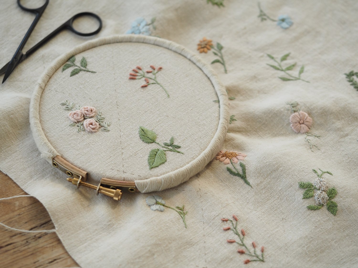 The Stitchery Embroidery Kit Vintage Floral Basket - Willow