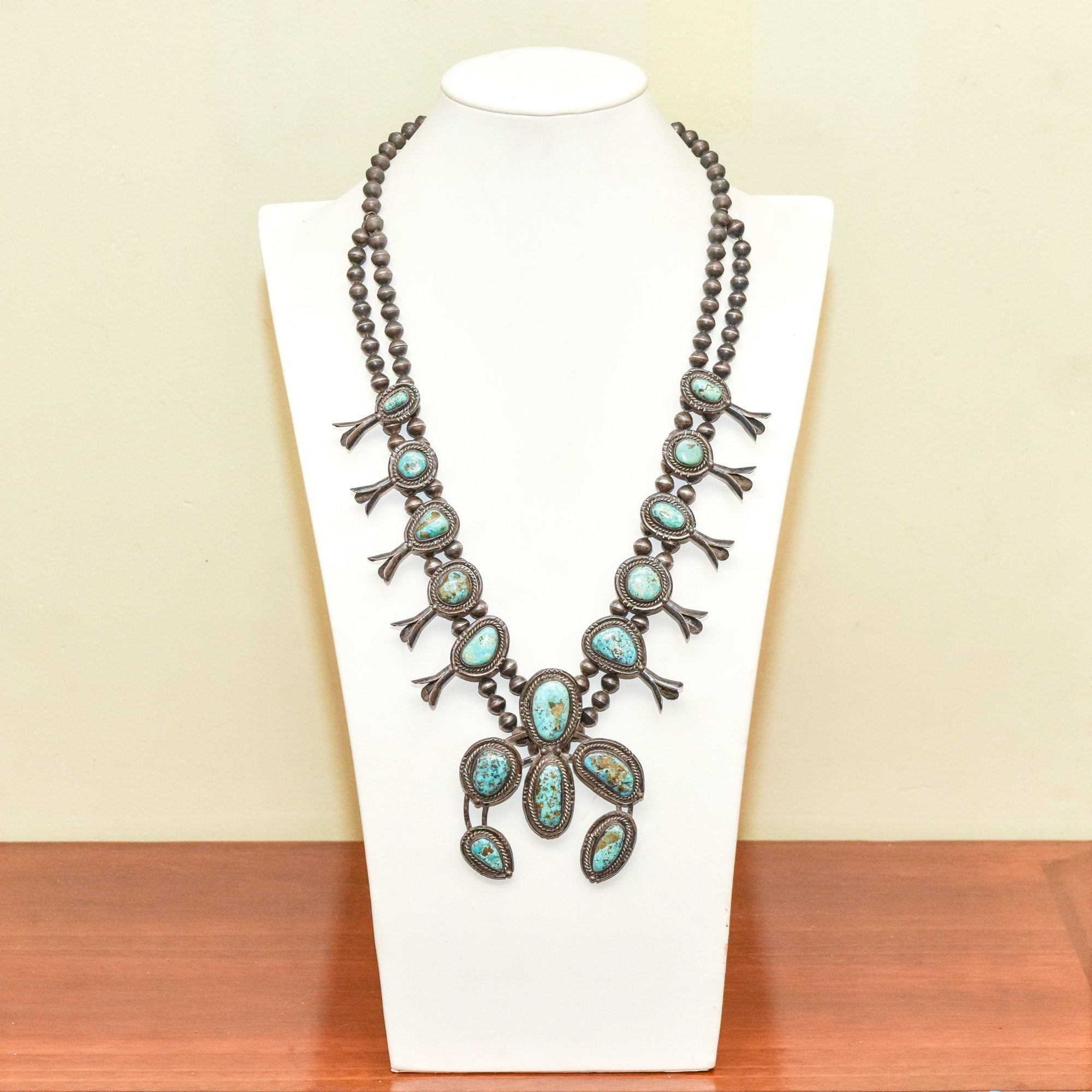 huge gorgeous antique Navajo old pawn turquoise squash blossom necklace  323g NA | eBay