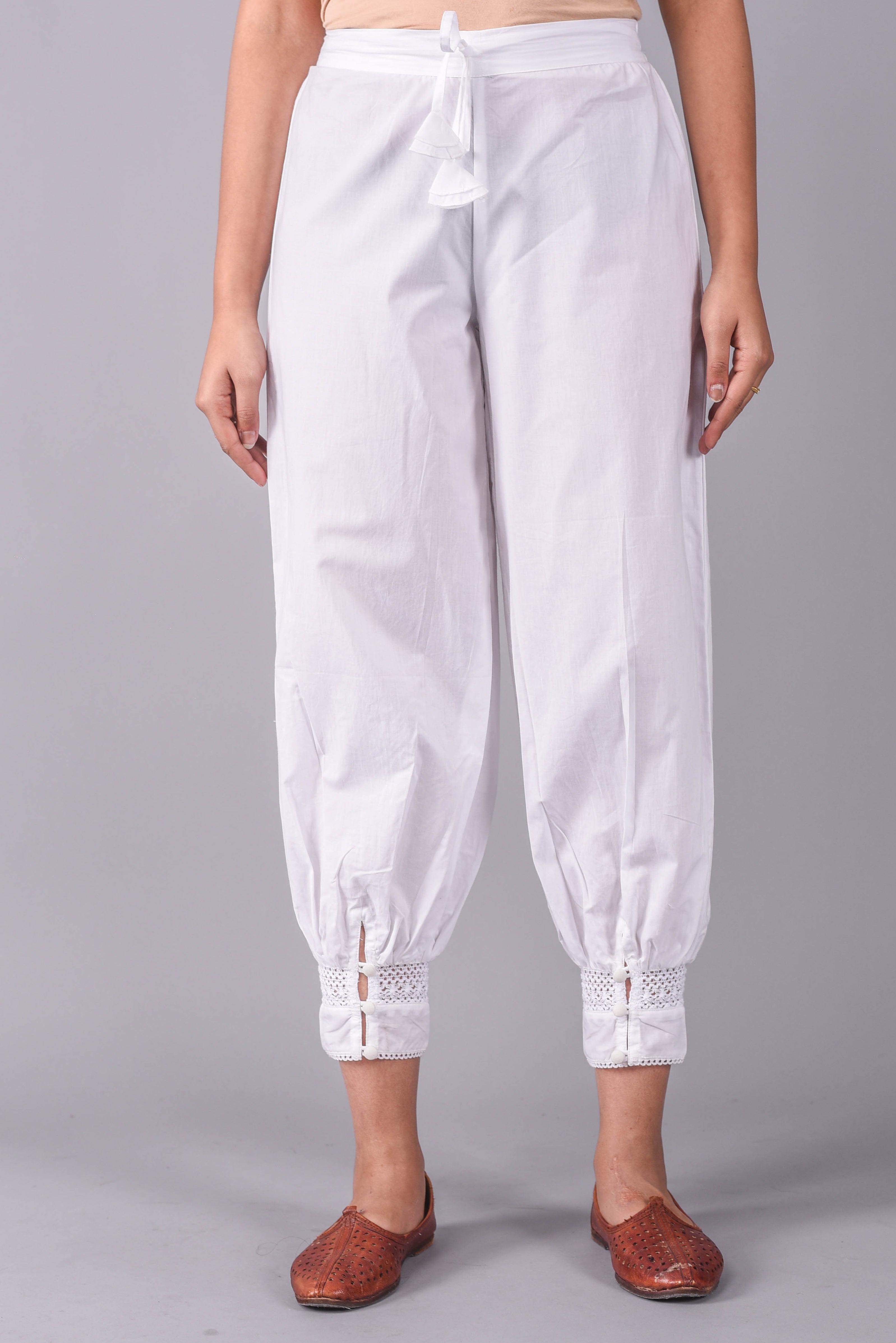 Buy Off-White Turkish Harem Pants by Designer PURVI DOSHI Online at  Ogaan.com