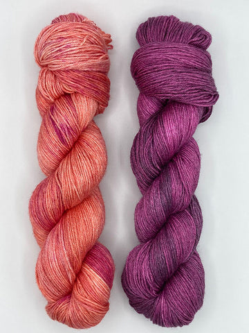 Nuclear Fusion, Mulberry yarn skein pairing suggestion by Red Door Fibers
