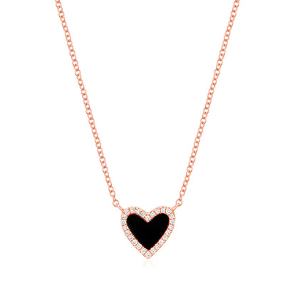 Amaia, Black Onyx Heart Pendant Necklace (Made of High-quality Gold plated  Stainless Steel) | Shopee Philippines