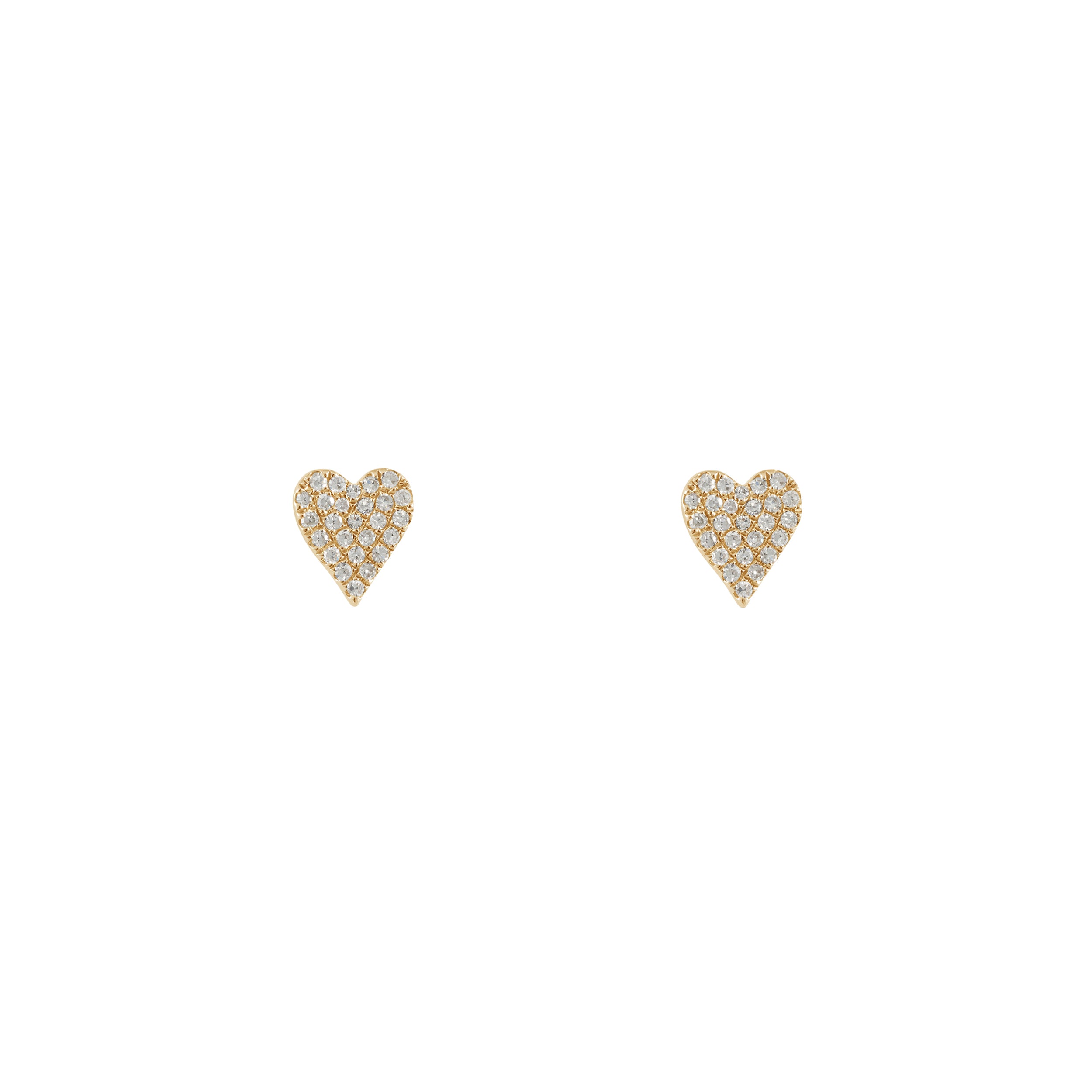 14k gold diamond oblong heart stud - single