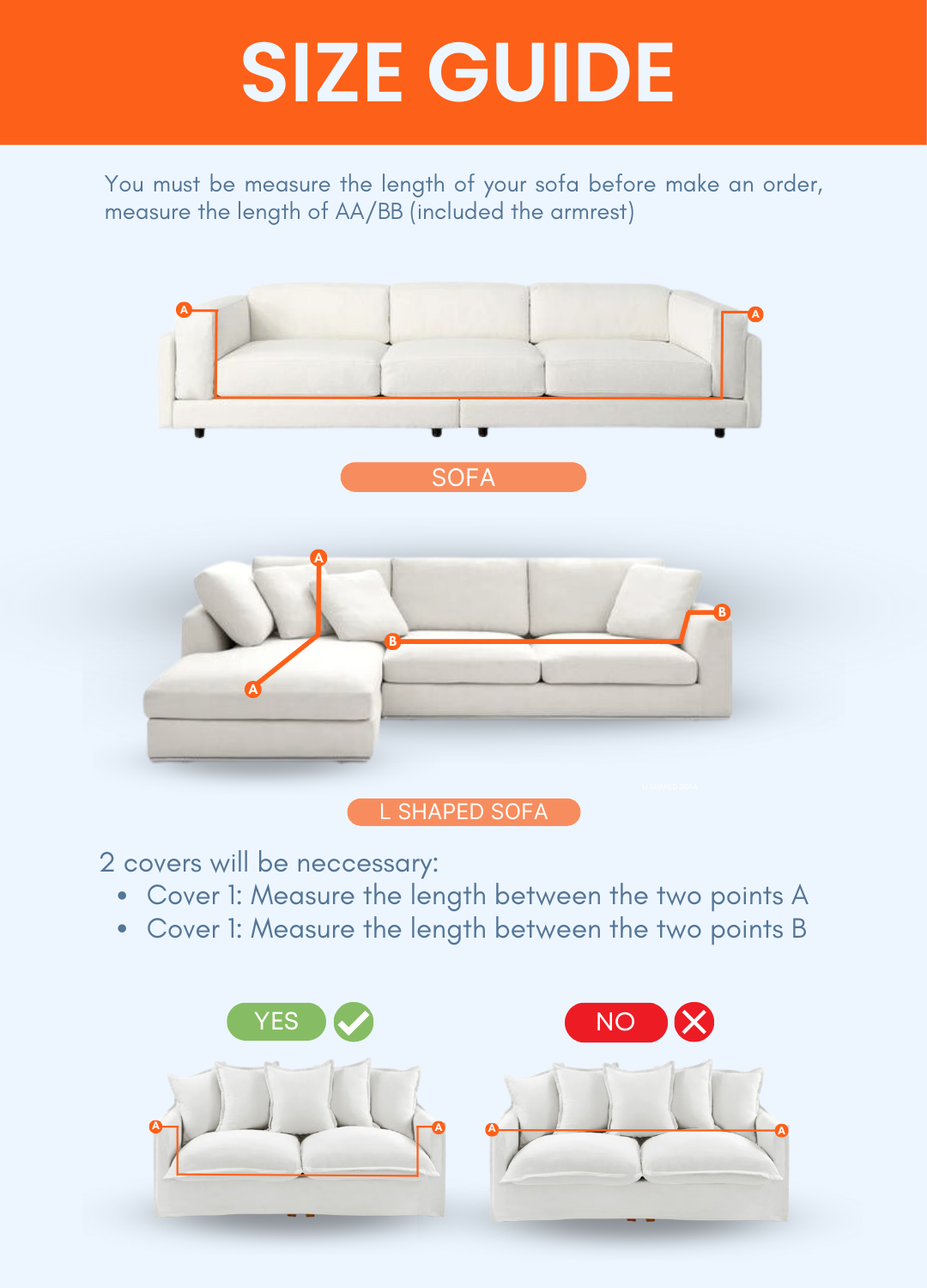 The Sofa Cover Size Chart