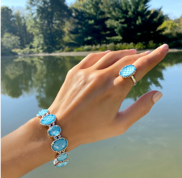 Blue gemstone ring and bracelet