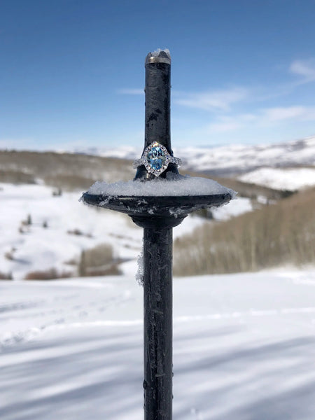 Blue gemstone diamond ring