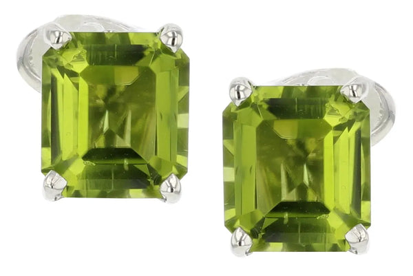 Green gemstone and diamond earrings