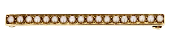 Yellow gold pearl bar pin