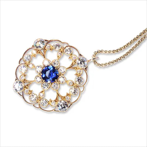 Blue sapphire and diamond pendant