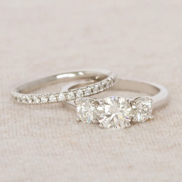 Diamond engagement ring and wedding band