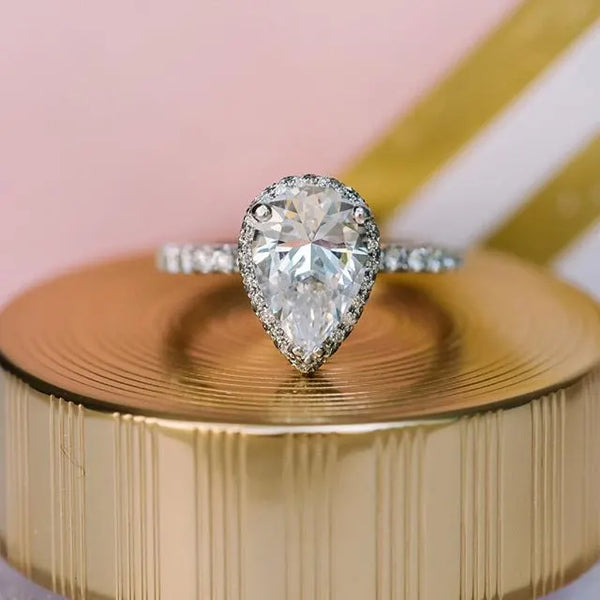 Pear shaped diamond engagement ring