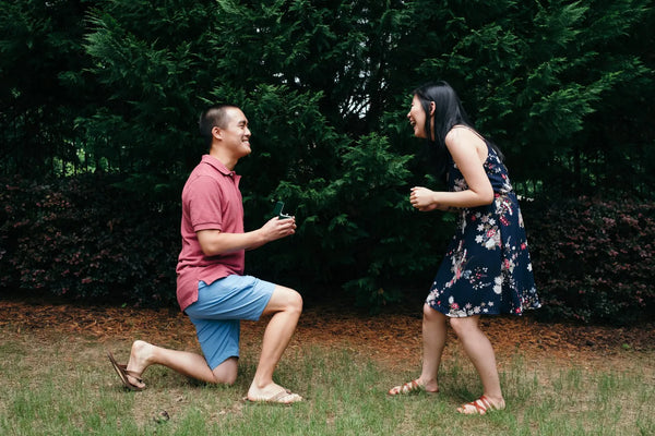 Couple proposal in park