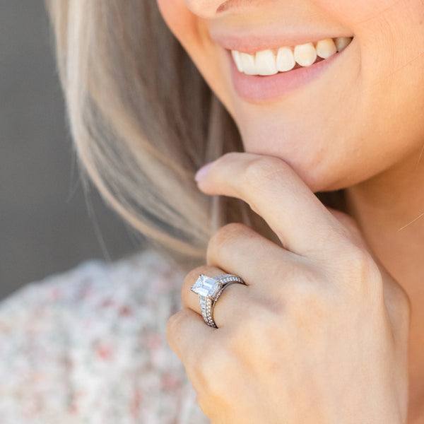 Emerald cut diamond ring