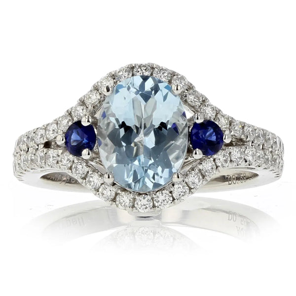 Blue gemstone diamond ring