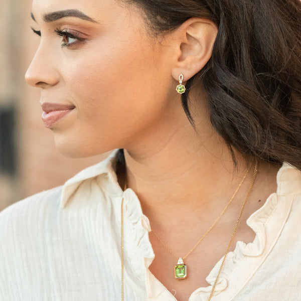 Green gemstone earrings