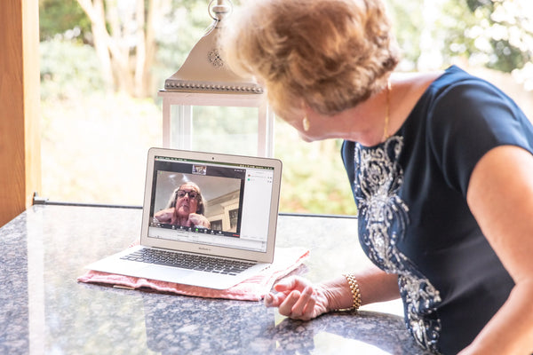 Lady watching video at wedding