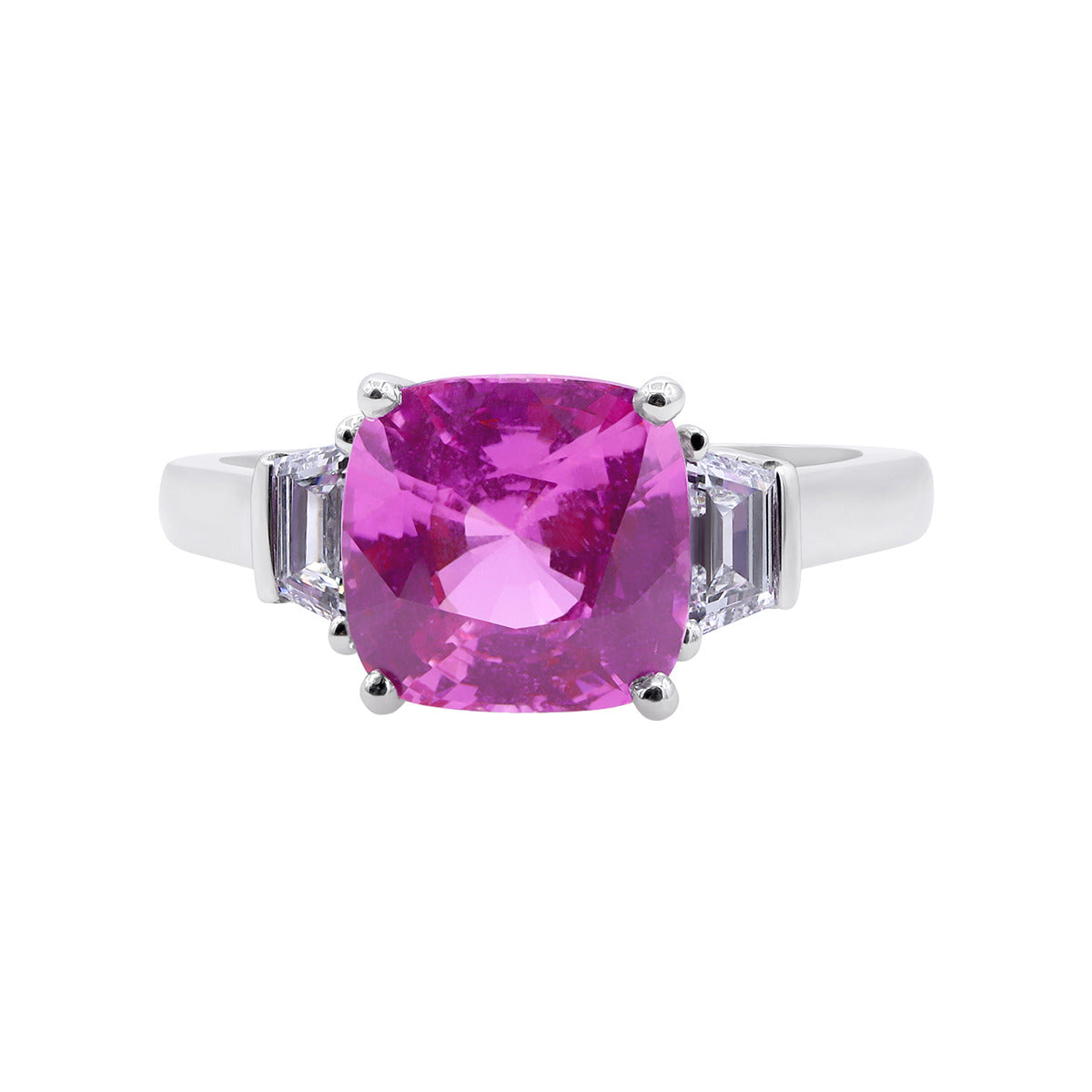 Platinum/24K V3 Tension Ring with Pink Sapphire