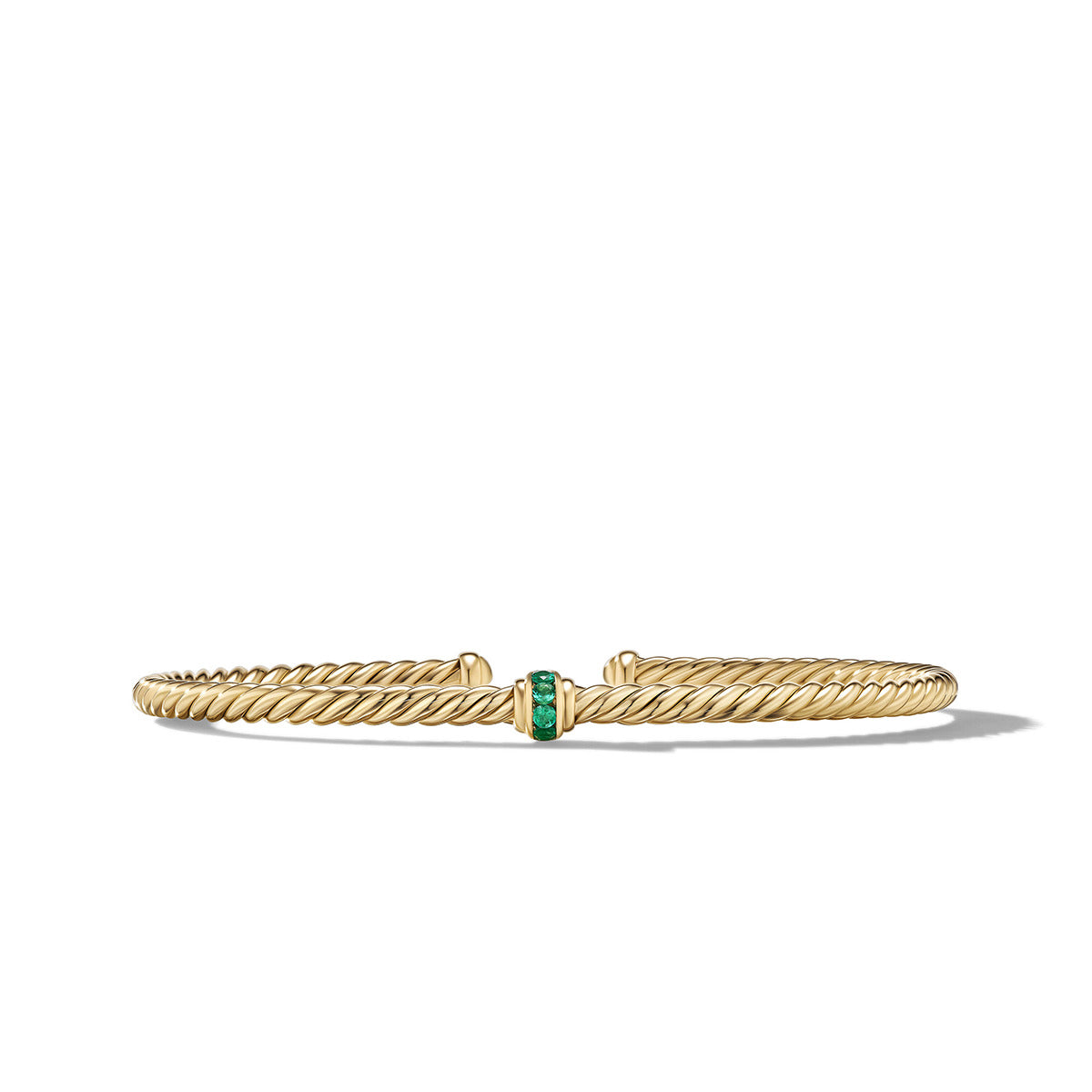 David Yurman Men's Evil Eye Black Cord Bracelet with 18K Yellow Gold and Emerald - Medium