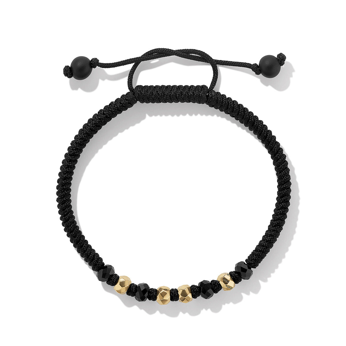 Fortune Woven Black Nylon Bracelet with Carnelian, Black Onyx and 18K Yellow  Gold