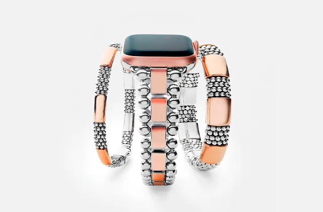 Smart Caviar 18K Rose Gold and Sterling Silver Full Diamond Watch Brac –  LAGOS