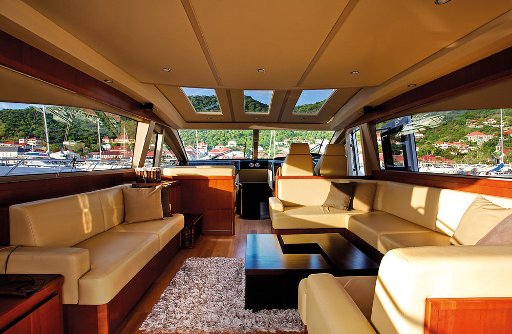 Luxurious cabin interior of the private yacht