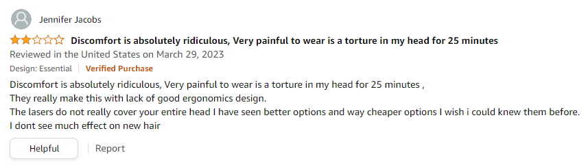 The user is very dissatisfied with the wearing comfort of iRestore.