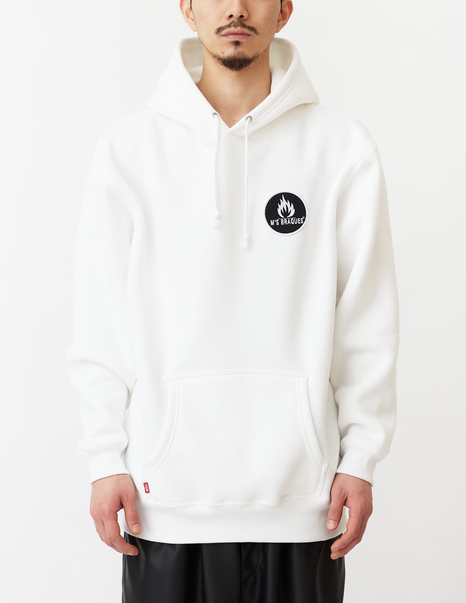 M'S BRAQUES Patch Hoodie white/black/burgundy