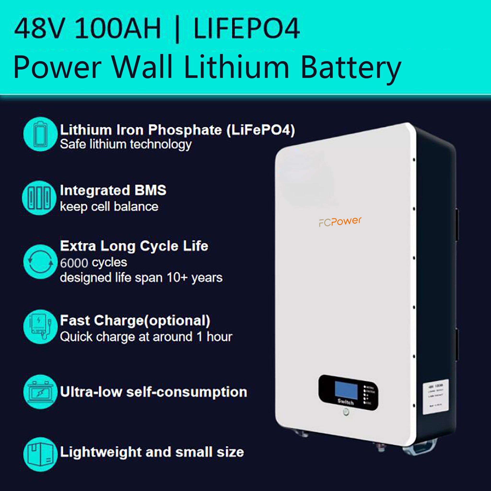 48v 100ah Wall Mounted Home Battery