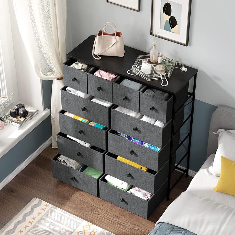 EnHomee gery fabric drawer dresser for bedroom storage