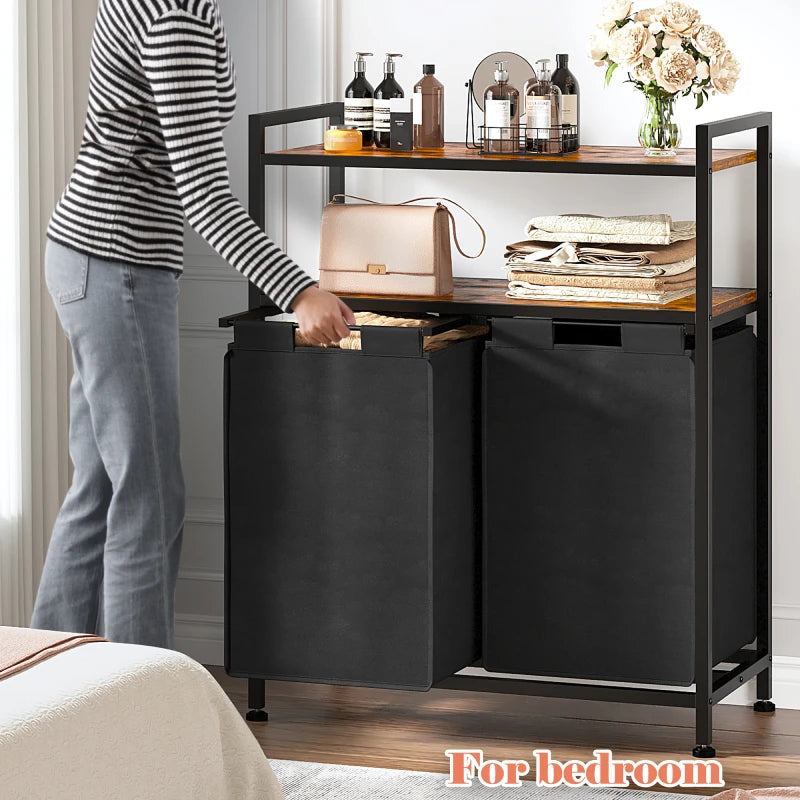 EnHomee Rolling Laundry Sorter 2 Section with Removable Bags and Wheels