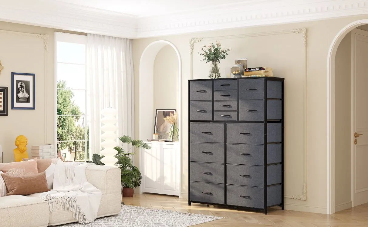 Enhomee-tall-grey-dresser-in-the-living-room