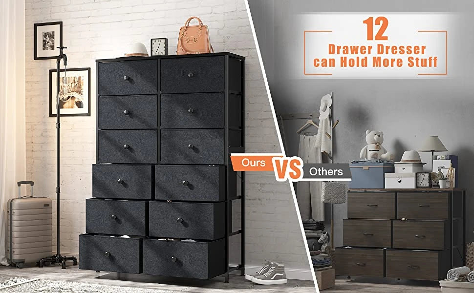 Enhomee Dark Grey dresser with 12 drawers