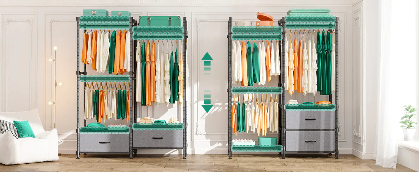 REIBII clothing rack with adjustable shelves meets more needs