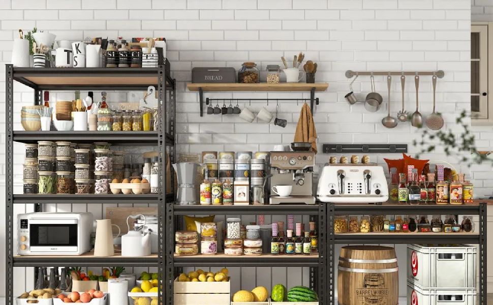 REIBII metal and wood storage shelves