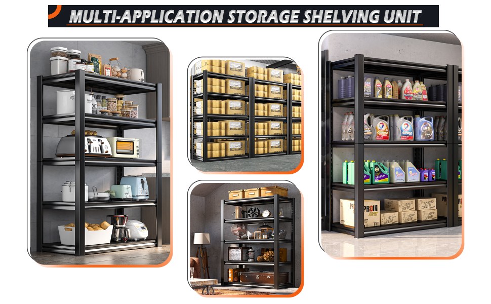 REIBII Storage Shelves for Storage Load 1160LBS,Adjustable Heavy Duty Metal  Shelving Unit with Wheels 5-Tier Pantry Shelves Kitchen Shelf Garage